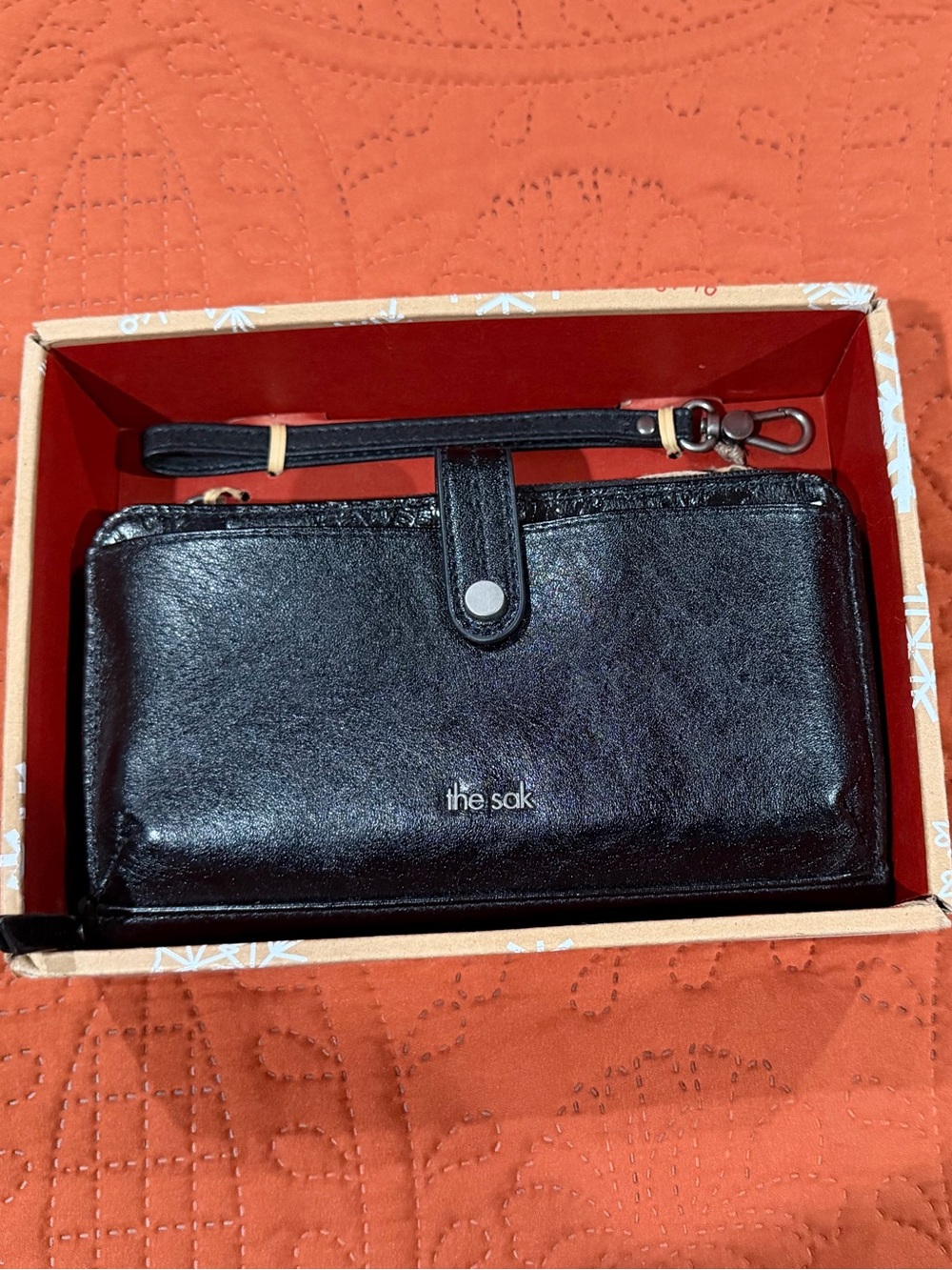 The Sak Black Leather wristlet/Crossbody